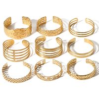 Basic Retro Leaf Solid Color Knot Stainless Steel 18K Gold Plated Bangle In Bulk main image 2