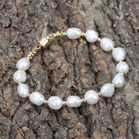 Simple Style Irregular Freshwater Pearl Plating 18k Gold Plated Bracelets main image 1