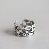Sweet Simple Style Fish Copper Plating Hollow Out Silver Plated Open Ring sku image 1