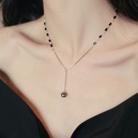 Lady Ball Artificial Crystal Copper Beaded Pendant Necklace main image 5