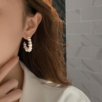 1 Piece Lady Simple Style Solid Color Beaded Plating Artificial Pearl Sterling Silver Ear Studs main image 1