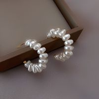 1 Piece Lady Simple Style Solid Color Beaded Plating Artificial Pearl Sterling Silver Ear Studs main image 3