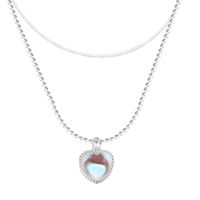 Einfacher Stil Herzform Kupfer Inlay Mondstein Geschichtete Halskette sku image 1