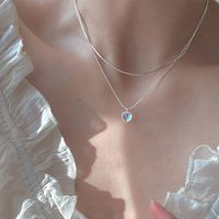 Simple Style Heart Shape Copper Inlay Moonstone Layered Necklaces main image 4