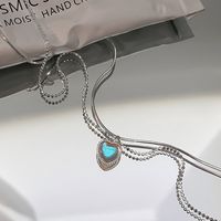 Einfacher Stil Herzform Kupfer Inlay Mondstein Geschichtete Halskette main image 3