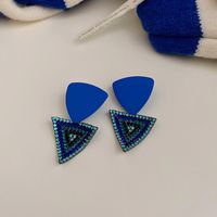 Sweet Triangle Square Heart Shape Alloy Stoving Varnish Inlay Rhinestones Women's Earrings sku image 30