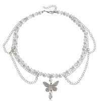Simple Style Cross Alloy Beaded Women's Layered Necklaces sku image 4