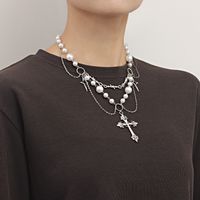 Simple Style Cross Alloy Beaded Women's Layered Necklaces main image 2