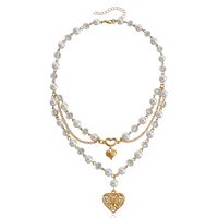 Simple Style Cross Alloy Beaded Women's Layered Necklaces sku image 3