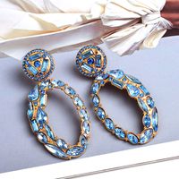 1 Pair Luxurious Geometric Inlay Alloy Rhinestones Glass Drop Earrings sku image 4
