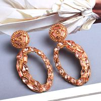 1 Pair Luxurious Geometric Inlay Alloy Rhinestones Glass Drop Earrings sku image 6