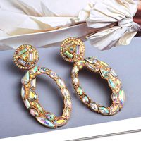 1 Pair Luxurious Geometric Inlay Alloy Rhinestones Glass Drop Earrings sku image 7