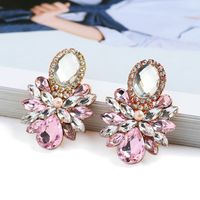 1 Pair Luxurious Geometric Inlay Alloy Artificial Pearls Rhinestones Glass Drop Earrings sku image 1