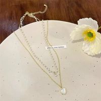 Elegant Sweet Heart Shape Alloy Plating Inlay Artificial Pearls Zircon Women's Layered Necklaces main image 5