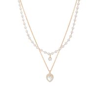 Élégant Sucré Forme De Cœur Alliage Placage Incruster Perles Artificielles Zircon Femmes Collier En Couches main image 2