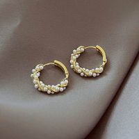 1 Pair Elegant Geometric Plating Inlay Copper Artificial Pearls Earrings main image 4