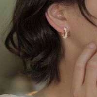 1 Pair Elegant Geometric Plating Inlay Copper Artificial Pearls Earrings main image 3