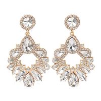 1 Paire Luxueux Géométrique Incruster Alliage Strass Verre Boucles D'oreilles main image 5