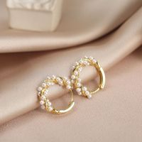 1 Pair Elegant Geometric Plating Inlay Copper Artificial Pearls Earrings sku image 1