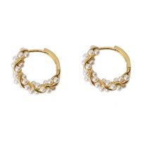 1 Pair Elegant Geometric Plating Inlay Copper Artificial Pearls Earrings main image 2