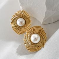 Style Coréen Cercle Alliage Placage Incruster Perles Artificielles Femmes Boucles D'oreilles sku image 1