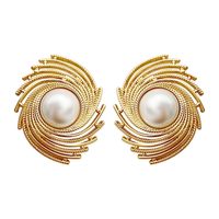 Style Coréen Cercle Alliage Placage Incruster Perles Artificielles Femmes Boucles D'oreilles main image 2
