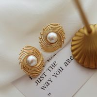 Style Coréen Cercle Alliage Placage Incruster Perles Artificielles Femmes Boucles D'oreilles main image 3