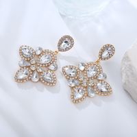 Luxurious Geometric Alloy Inlay Rhinestones Gold Plated Women's Drop Earrings sku image 4