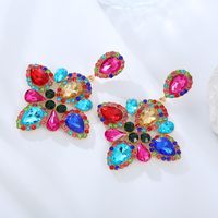 Luxurious Geometric Alloy Inlay Rhinestones Gold Plated Women's Drop Earrings main image 3