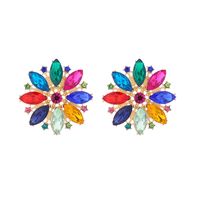 Luxurious Flower Alloy Inlay Rhinestones Gold Plated Women's Ear Studs main image 2