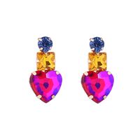 1 Pair Elegant Glam Round Square Heart Shape Plating Inlay Alloy Rhinestones Gold Plated Ear Studs main image 2