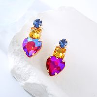 1 Pair Elegant Glam Round Square Heart Shape Plating Inlay Alloy Rhinestones Gold Plated Ear Studs main image 5