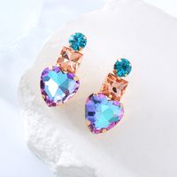 1 Pair Elegant Glam Round Square Heart Shape Plating Inlay Alloy Rhinestones Gold Plated Ear Studs main image 3