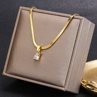 Fashion Square Stainless Steel Plating Inlay Zircon Pendant Necklace 1 Piece sku image 8