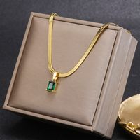 Fashion Square Stainless Steel Plating Inlay Zircon Pendant Necklace 1 Piece sku image 10