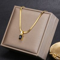 Fashion Square Stainless Steel Plating Inlay Zircon Pendant Necklace 1 Piece sku image 9