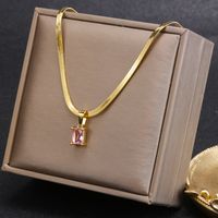 Fashion Square Stainless Steel Plating Inlay Zircon Pendant Necklace 1 Piece sku image 14