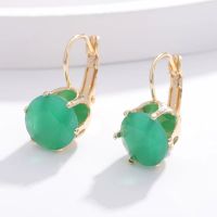 1 Pair Simple Style Round Inlay Copper Gem Earrings main image 5