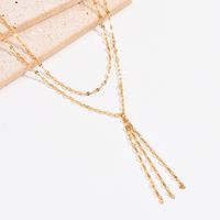 304 Stainless Steel 14K Gold Plated Sexy Tassel Plating Solid Color Layered Necklaces main image 1