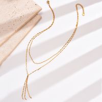 304 Stainless Steel 14K Gold Plated Sexy Tassel Plating Solid Color Layered Necklaces main image 4