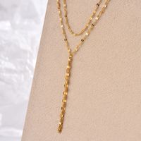 304 Stainless Steel 14K Gold Plated Sexy Tassel Plating Solid Color Layered Necklaces main image 2