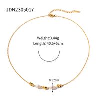 Ig Style Round Stainless Steel Plating Inlay Pearl 18k Gold Plated Necklace sku image 1