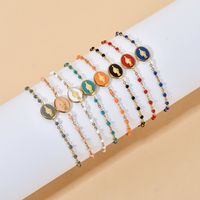 Simple Style Round Stainless Steel Enamel Chain Bracelets main image 1