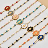 Simple Style Round Stainless Steel Enamel Chain Bracelets main image 6