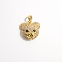 Elegant Cute Shiny Animal Little Bear Copper 18k Gold Plated Zircon Pendants Necklace Pendant In Bulk sku image 3