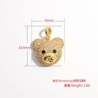 Elegant Cute Shiny Animal Little Bear Copper 18k Gold Plated Zircon Pendants Necklace Pendant In Bulk main image 2
