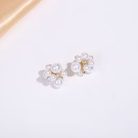 Ig Style Sweet Flower Alloy Plating Inlay Artificial Pearls Rhinestones Gold Plated Women's Ear Studs main image 7
