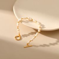 Vintage Style Geometric Freshwater Pearl Copper Plating 18k Gold Plated Bracelets main image 5