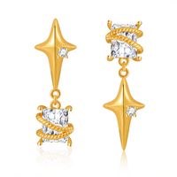 1 Pair Lady Simple Style Star Plating Inlay Copper Zircon Drop Earrings sku image 1