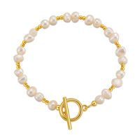 Vintage Style Geometric Freshwater Pearl Copper Plating 18k Gold Plated Bracelets main image 3